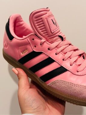 adidas Pink Sneakers with Black Three-Stripes